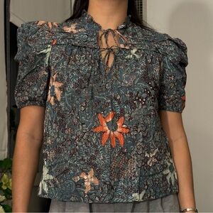 Ulla Johnson Floral Puff Sleeve Top